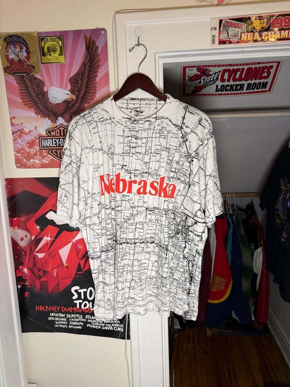 Vintage 90s Nebraska State Road Map All Over Print T-Shirt
